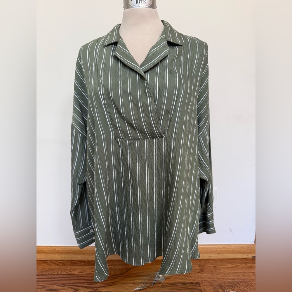 Anthropologie Green Striped Blouse #131